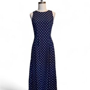 Polka dot navy & white Vintage My Michelle long dress size 3/4 cinch waist